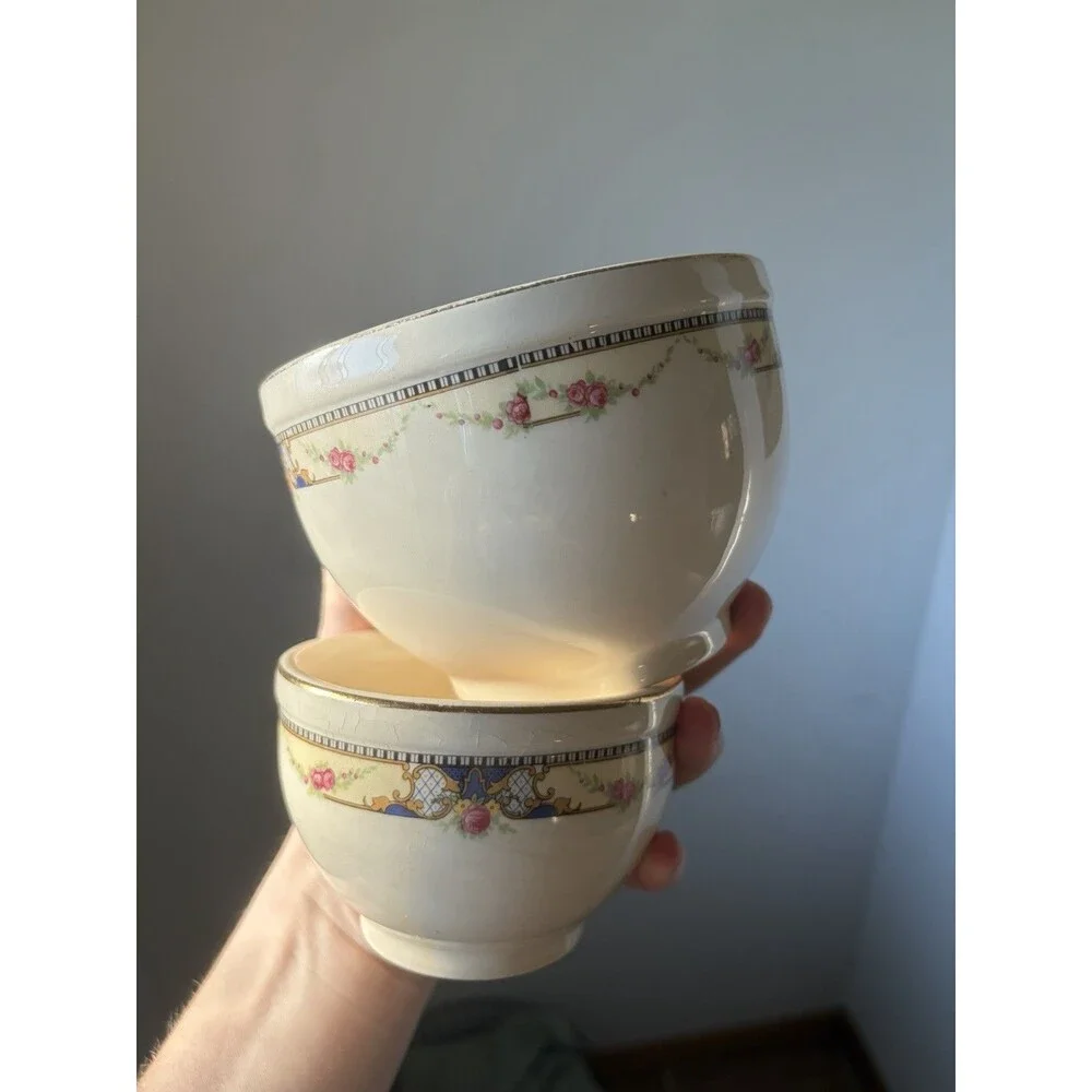 Universal Cambridge 2pc Ivory Floral Ceramic Bowls